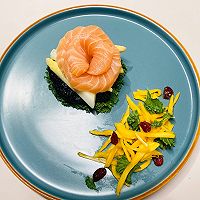 轻食三文鱼白芦笋墨鱼汁米饭的做法图解5