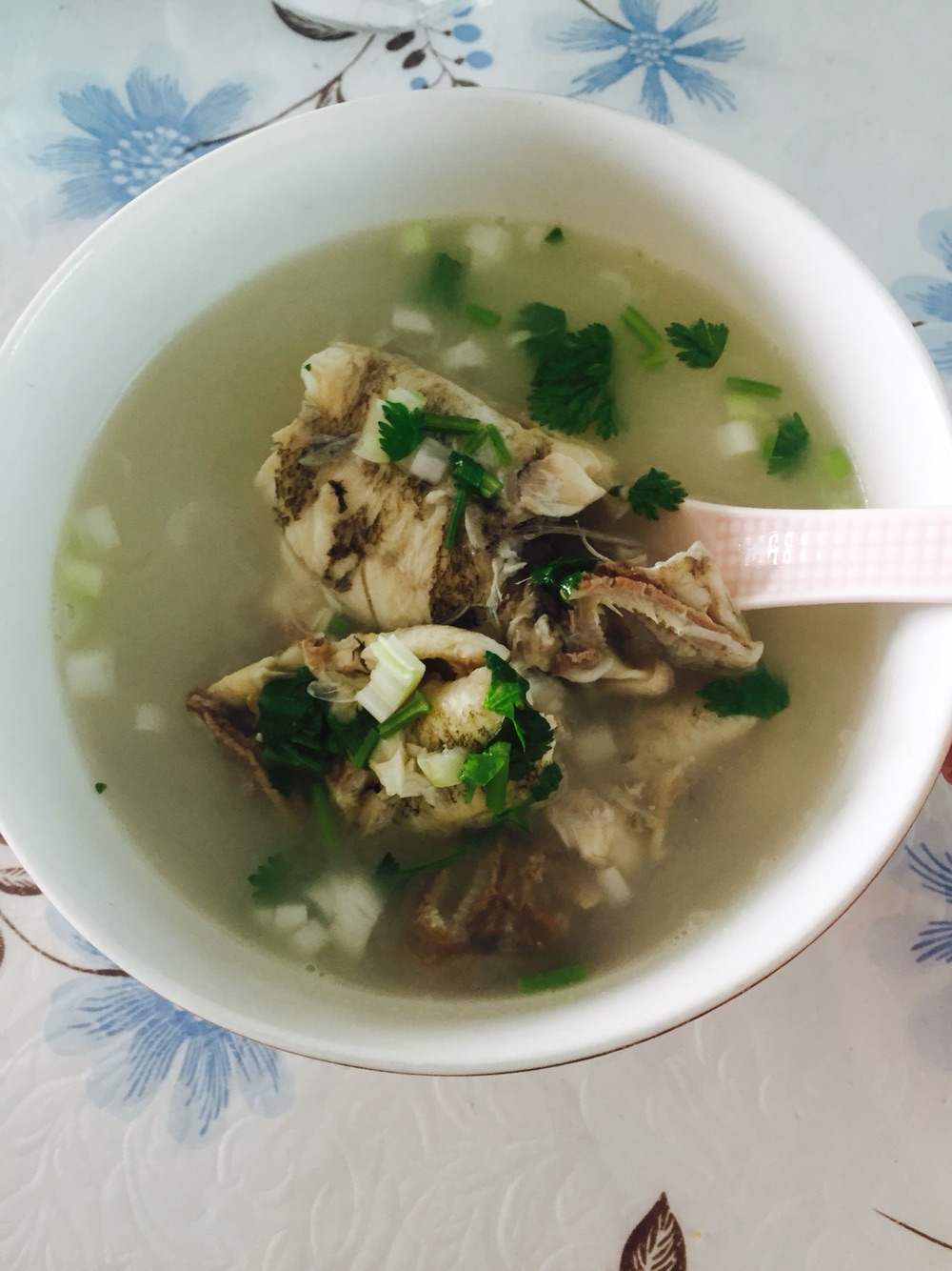 Milk white black fish soup