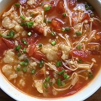 #美食新势力#番茄金针菇疙瘩汤的做法图解9