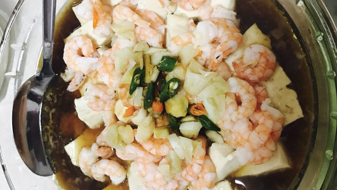 虾仁蒸豆腐
