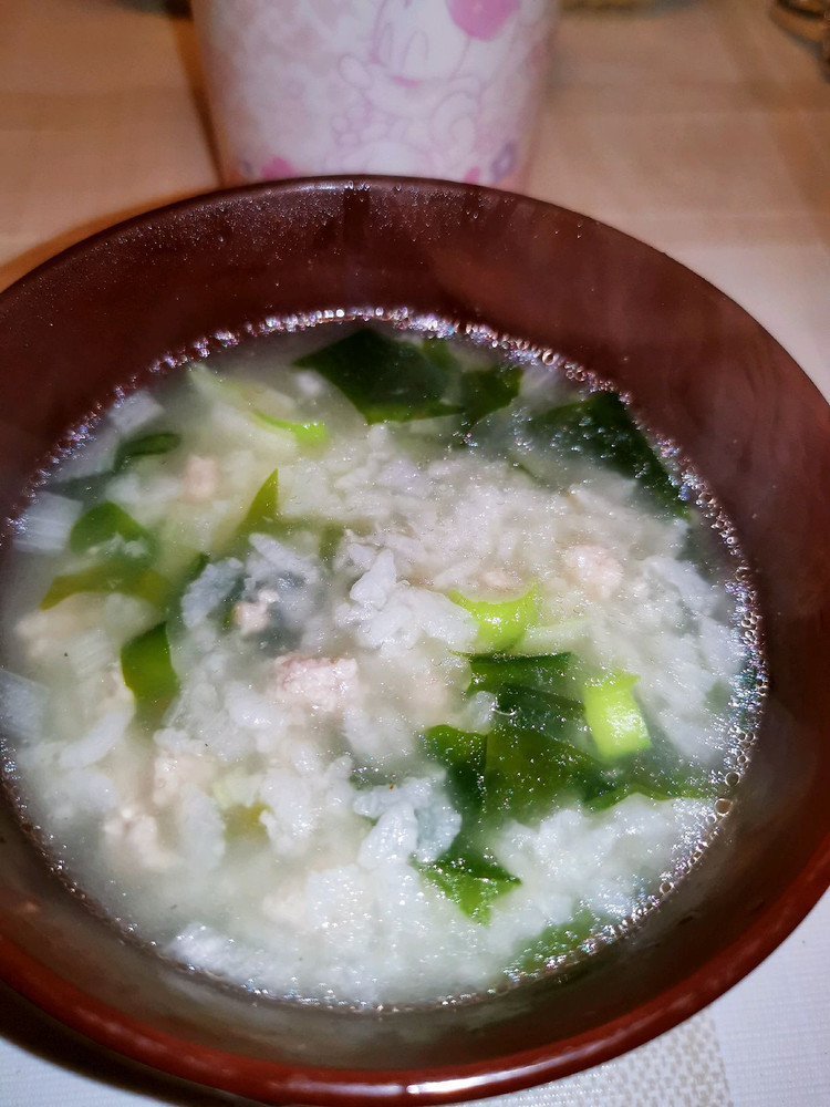 剩米饭粥品-自创-海带苗肉沫的做法