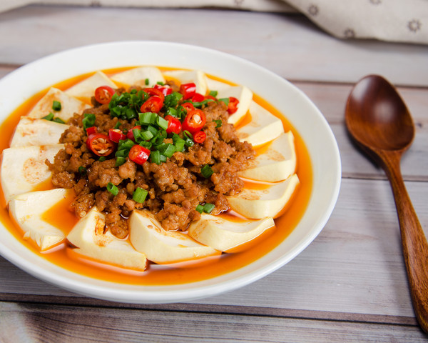 肉末蒸豆腐，10分钟搞定鲜香快手下饭菜