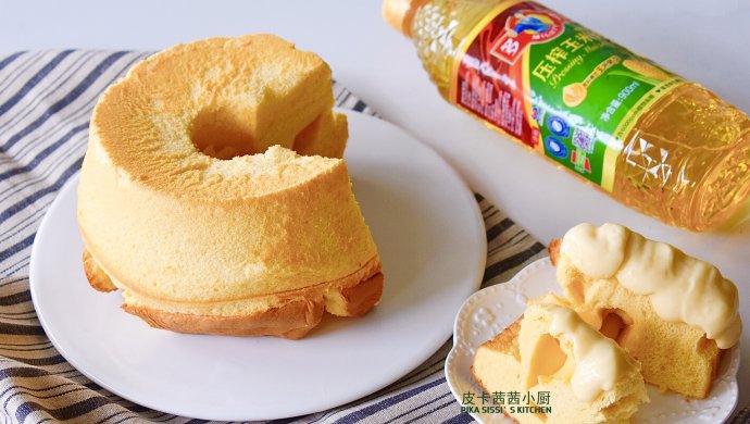 黄芝士片夹心戚风蛋糕，消耗黄芝士片