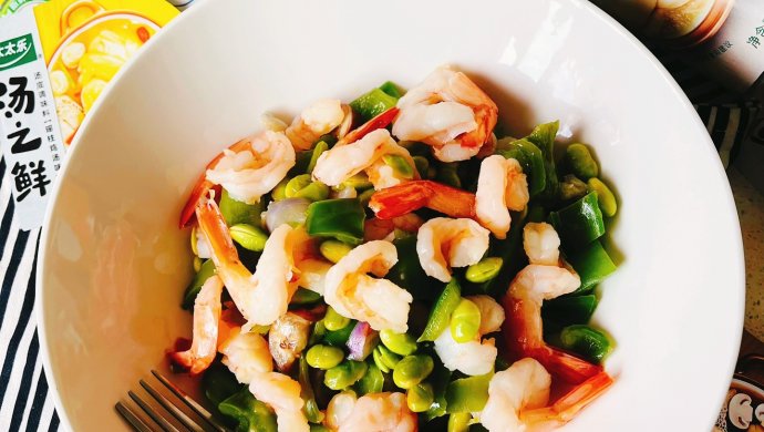 夏日虾尾青椒毛豆下饭菜