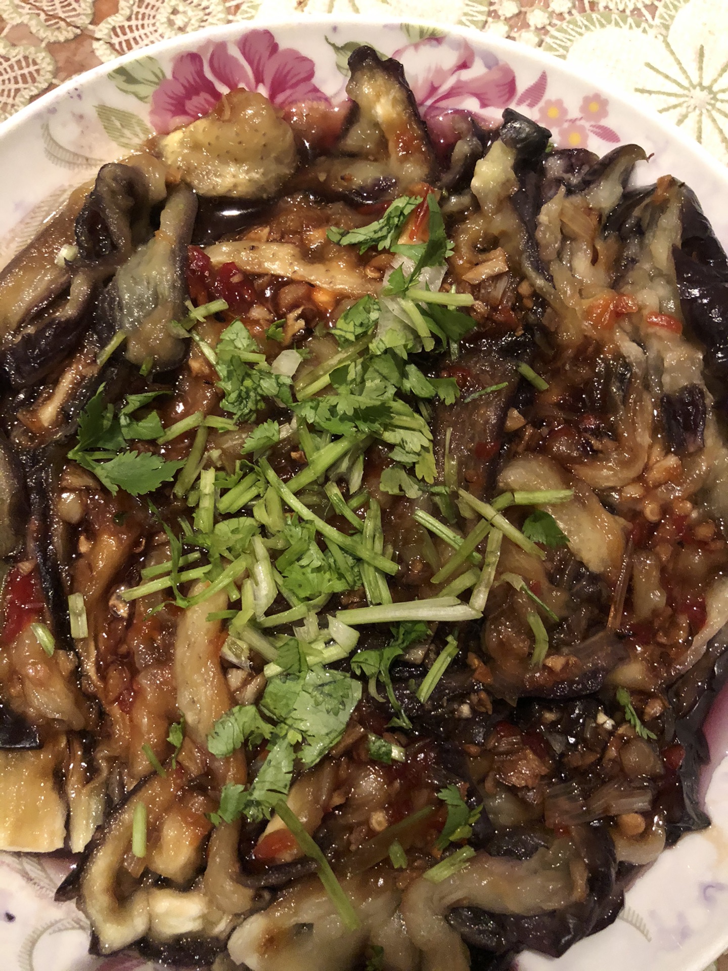 Steamed eggplant