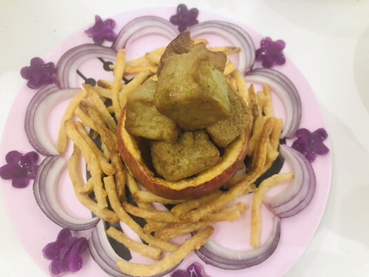 烤薯条豆腐摆盘的做法
