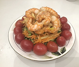 蔬菜大虾摆盘的做法