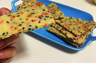 家常早餐饼：适合宝宝吃的奶香火腿黑芝麻饼