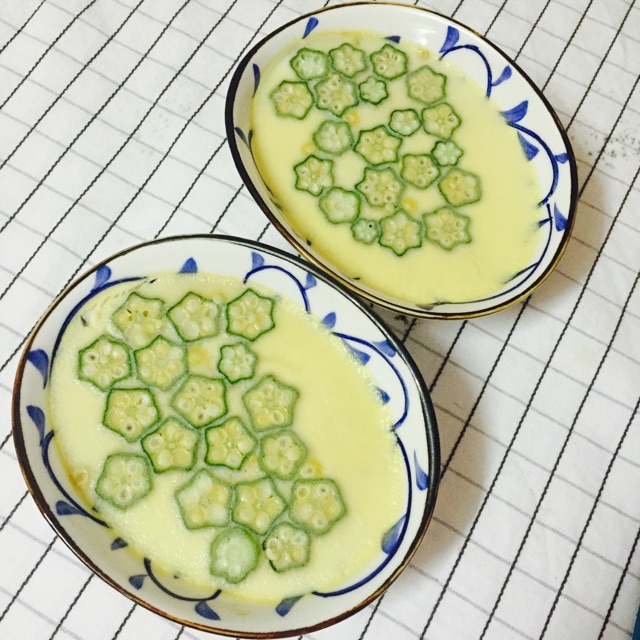 秋葵蒸蛋的做法图解7