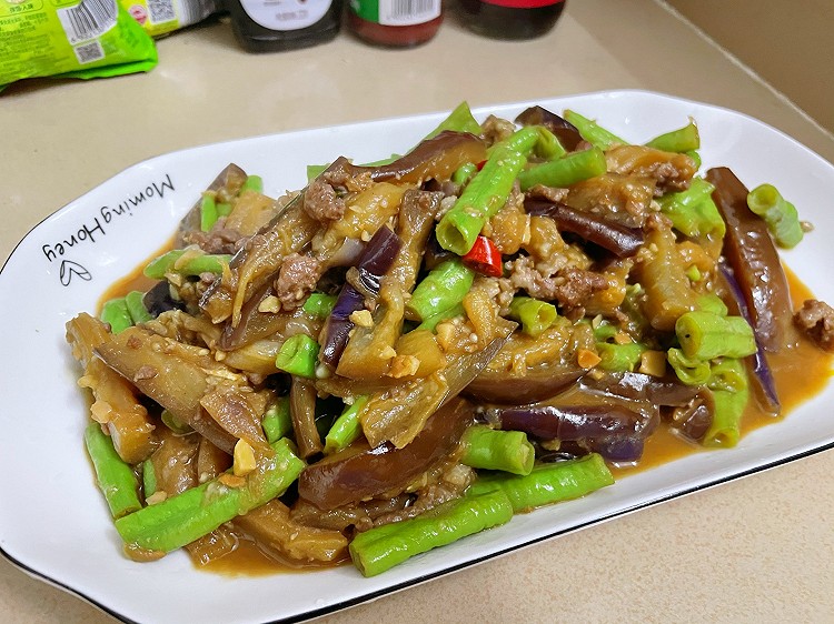 茄子肉沫豆角的做法
