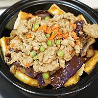 #感恩妈妈 爱与味蕾同行#烧汁肉末茄子豆腐煲的做法图解10