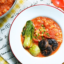 番茄浓汤时蔬鳕鱼疙瘩汤