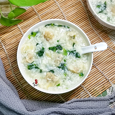 油麦菜馄饨粥