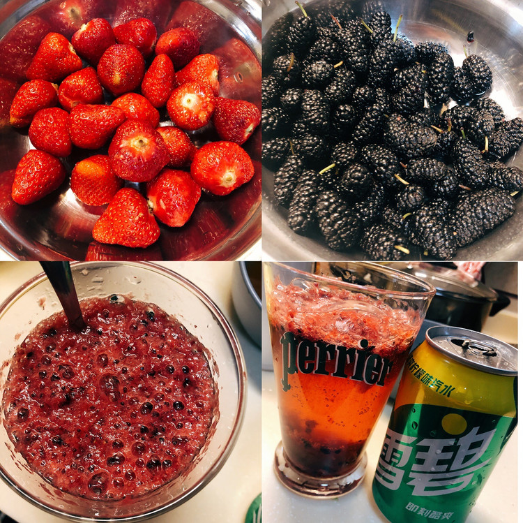 夏日水果冷饮-草莓桑葚茶冻的做法
