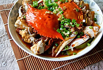 南瓜咸肉蒸白蟹的做法