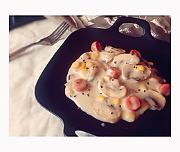 奶油烤肠焗口蘑的做法