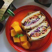 #丘比三明治#全麦蔬菜火腿三明治的做法图解8