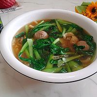 #花式炖煮不停歇#鸡毛菜粉丝丸子汤的做法图解5