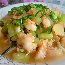 菜苔杆子炒虾仁