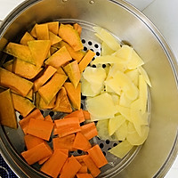 宝宝辅食-一小时搞定一周食材，南瓜泥，土豆泥，胡萝卜猪肉泥的做法图解4