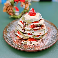 #安佳佳倍容易圣诞季#戴着草莓圣诞帽的抹茶松饼的做法图解18