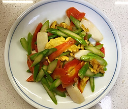 山药芦笋胡萝卜鸡蛋素炒#花10分钟，做一道菜！#的做法