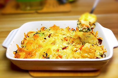 培根焗饭（虾仁龙利鱼鸡腿）