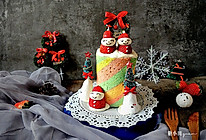 #令人羡慕的圣诞大餐#圣诞彩虹蛋糕的做法