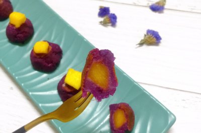 小红锅美食锅出品：芒心紫薯奶酪丸