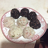 双色珍珠丸子的做法图解2