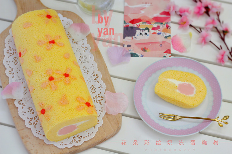 春风十里--花朵彩绘奶冻蛋糕卷的做法