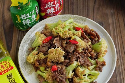 香辣开胃的家常菜～川香花菜炒牛肉