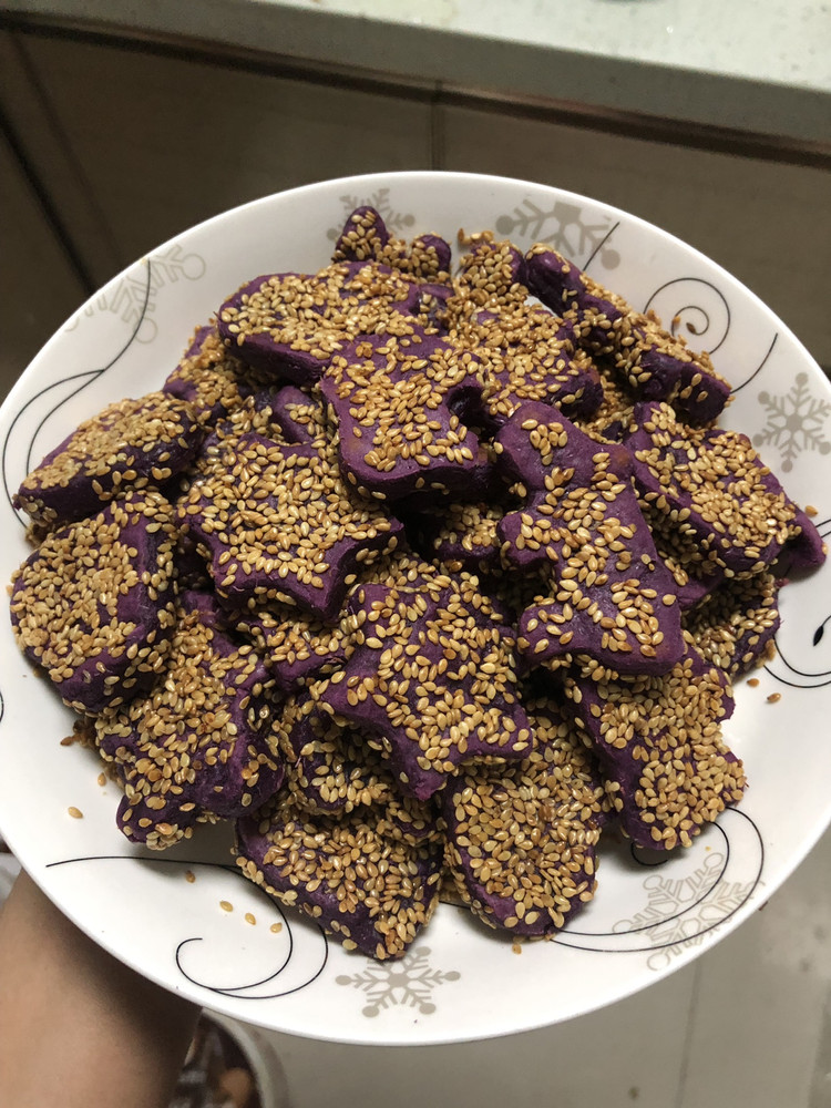 健康可爱的紫薯糯米饼的做法