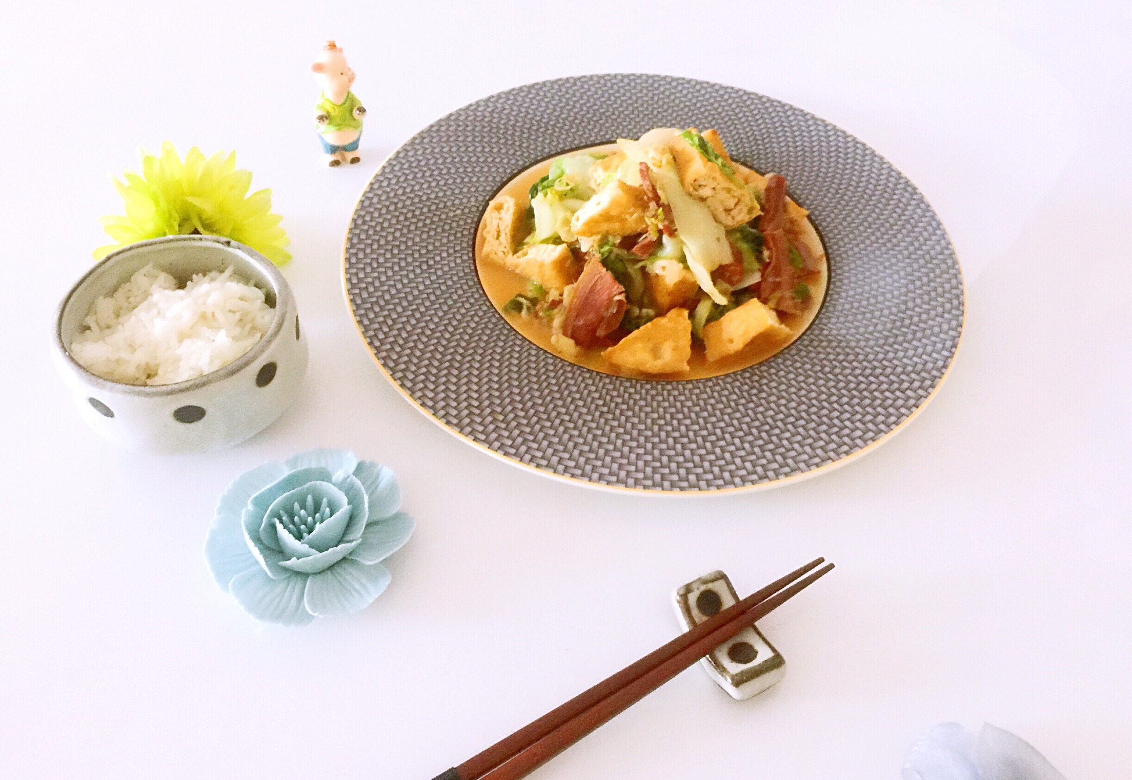 油豆腐火腿烧奶白菜#给老爸做道菜#