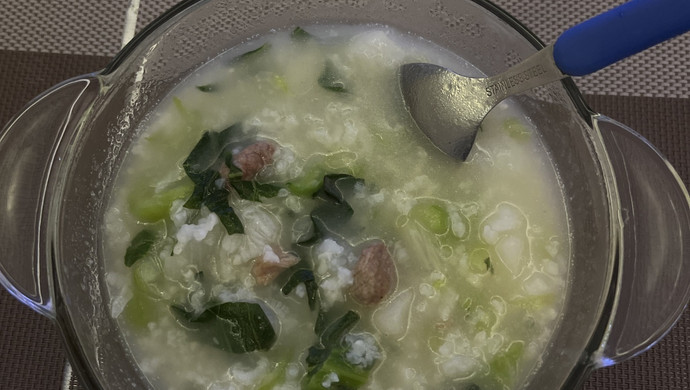 山药瘦肉青菜粥