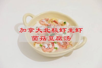 加拿大北极虾生虾菌菇豆腐汤