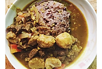 #减肥餐#咖喱花生芋头牛肉杂粮饭的做法