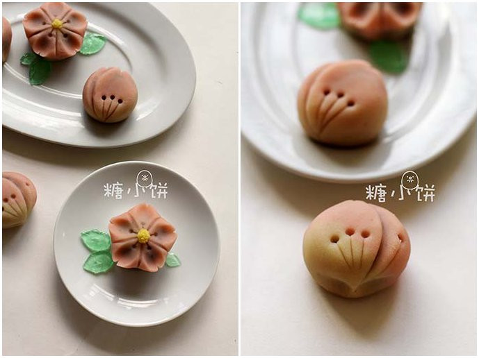 【和果子。樱】练切饼皮。附装饰用锦玉的做法