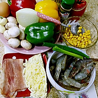 口蘑鲜虾披萨的做法图解1