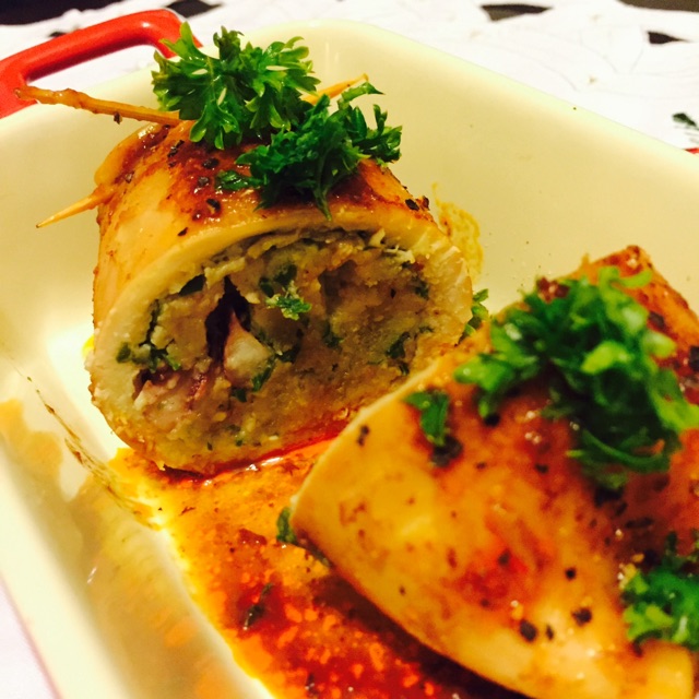 意式酿鲜鱿鱼（平底锅法）Stuffed squid的做法图解10