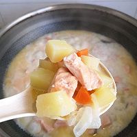 #LG御见美好食光#北欧三文鱼浓汤的做法图解13