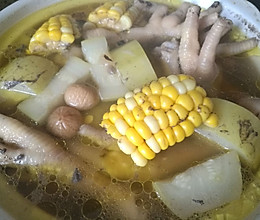 清甜眉豆玉米节瓜鸡脚汤的做法