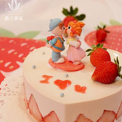 [香兰世家]情侣草莓慕斯蛋糕--白色情人节礼物