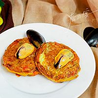 #智利贻贝中式烹法大赏#中式味道海鲜金针菇饼的做法图解8