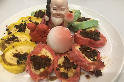 彩色面卷蒸蛋