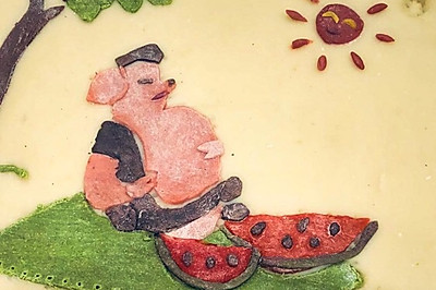 猪八戒吃西瓜装饰——烤饼（12）