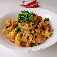 香辣酱肉花菜藕的做法图解6