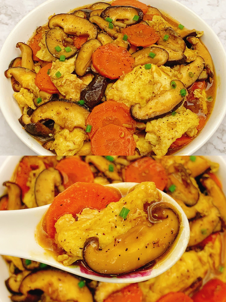减脂餐❗️营养好吃的香菇胡萝卜炒鸡蛋的做法