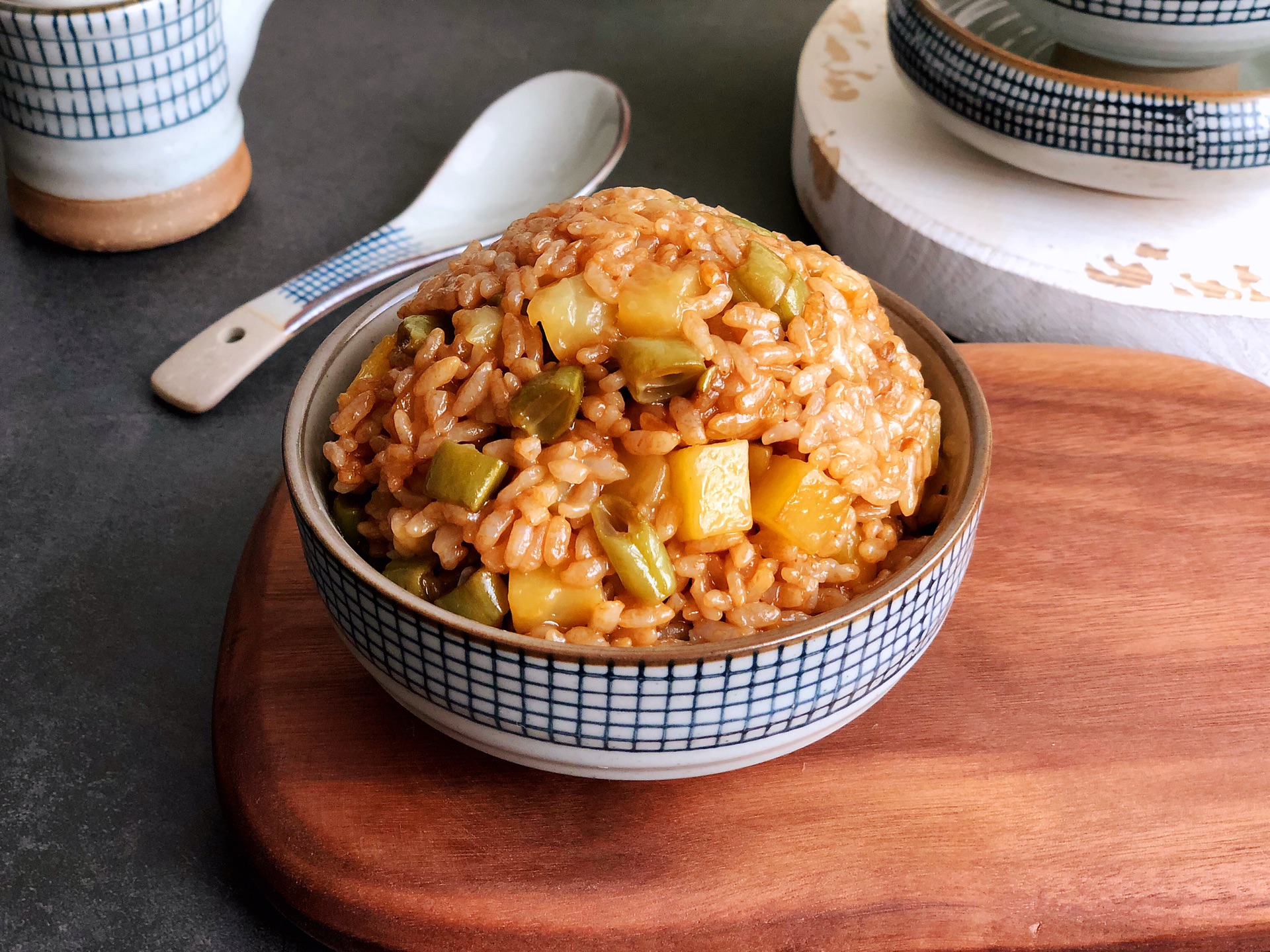 Stewed rice with bean curd