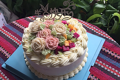 水果韩式裱花蛋糕
